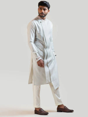 Ice Blue Overlap Kurta Set - XL image