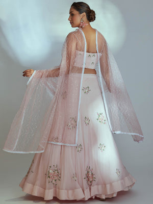 Light Pink Floral Garden Lehenga Set image 2