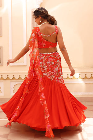 Georgette crepe lehenga image 4