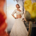 White Moti Lehenga Set image 0