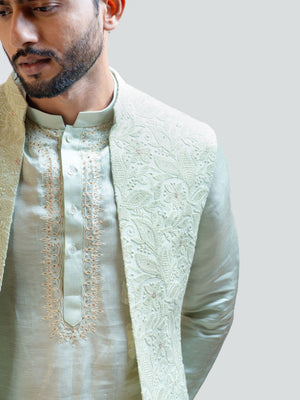 Mint Green Long Nehru Jacket image 1