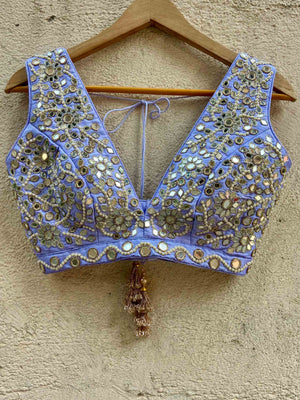Periwinkle Blue Butti Lehenga Set image 1