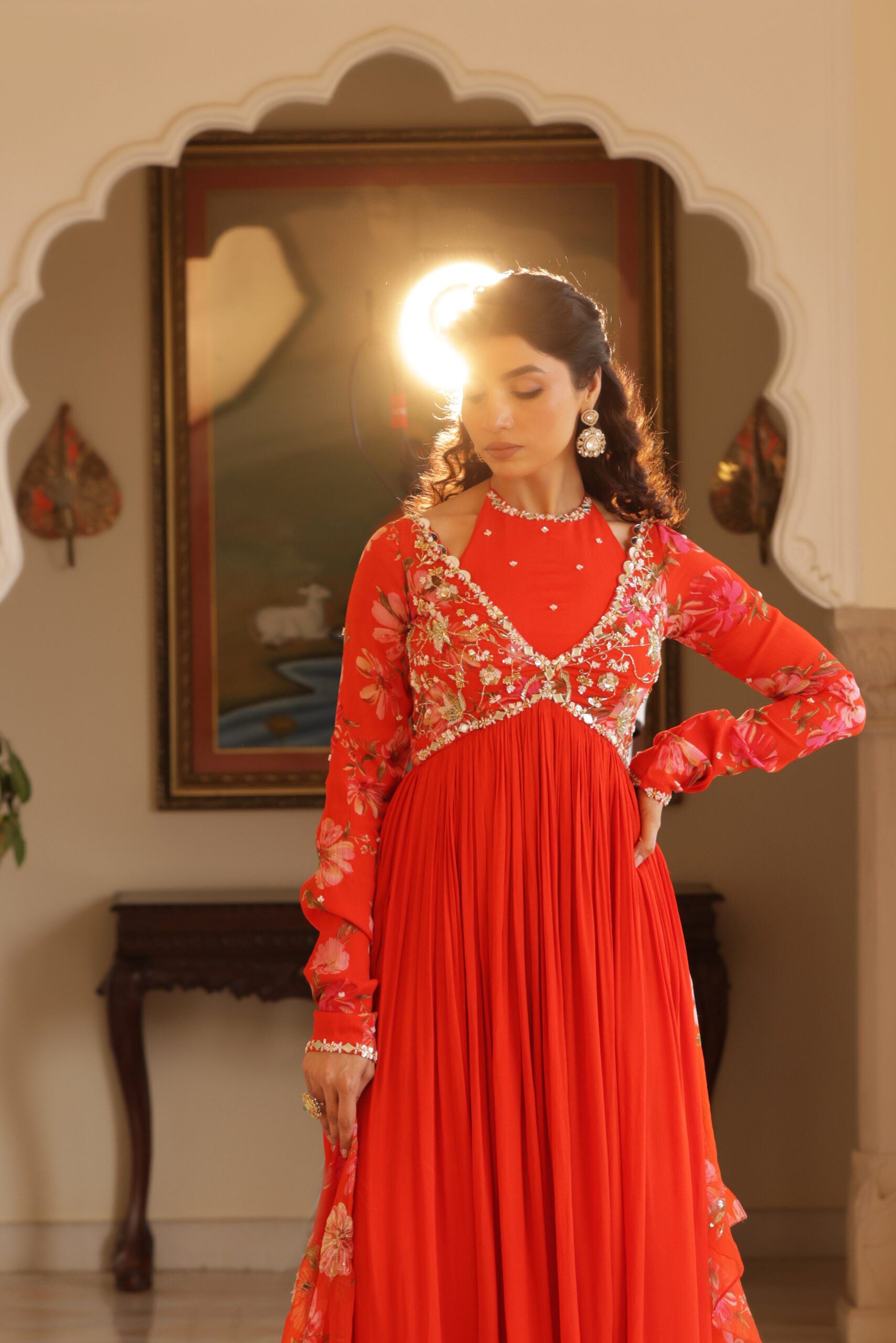 Georgette Crepe Double Neck Anarkali image 2