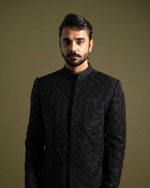 Black Achkan Set image 4