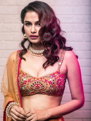 Mustard Motif Print Lehenga Set image 1