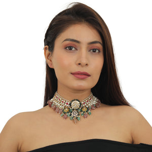 White And Pink Stone Necklace Set image 2