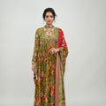Olive Green Highlighted Anarkali Paired with Dual Print Dupatta image 0
