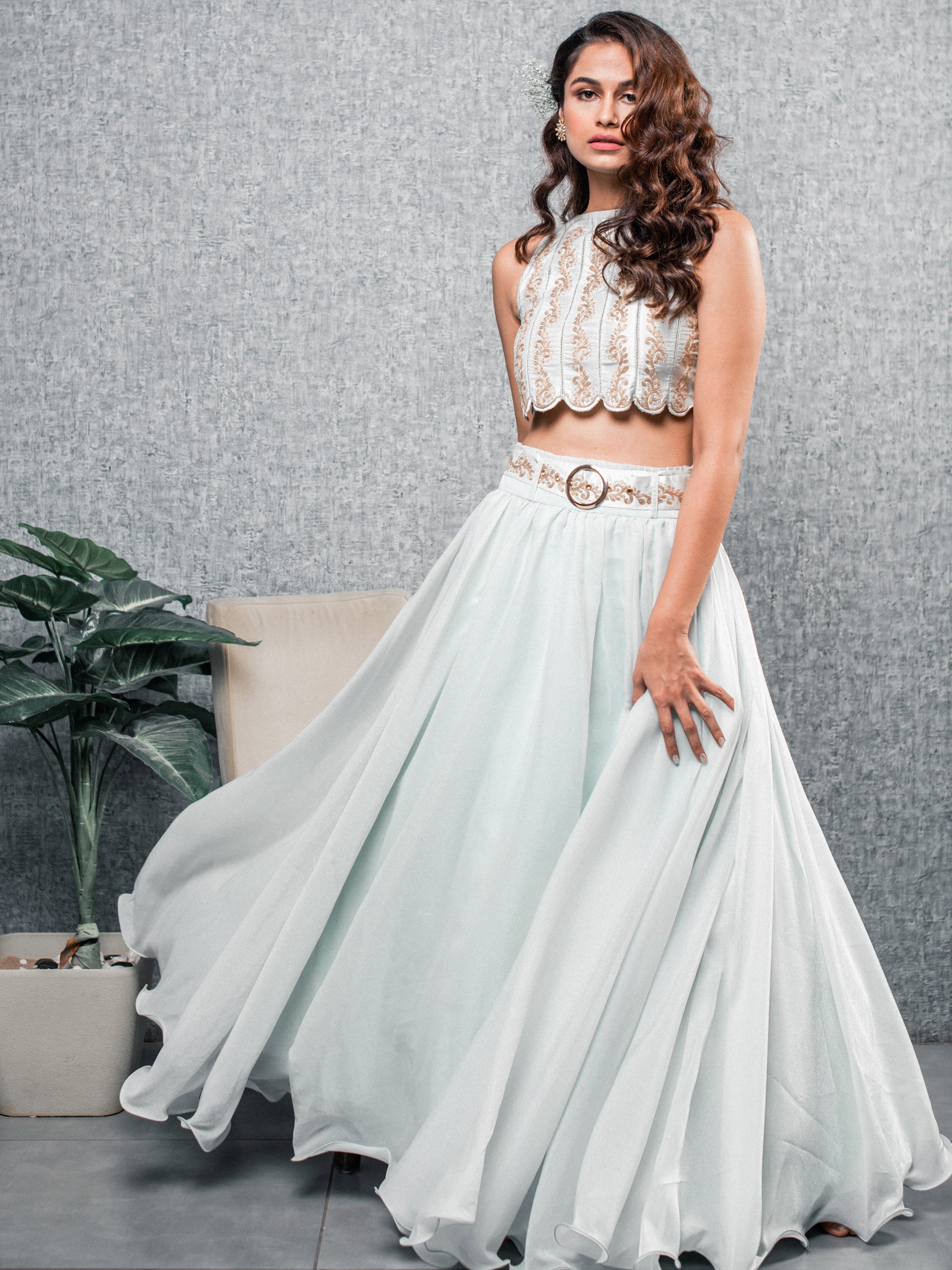 Mint Blue Lehenga Set - Custom image