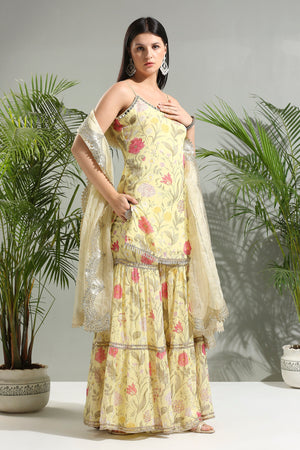 Yellow Floral Sharara Set image 5