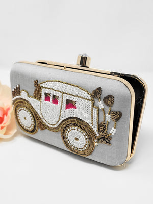 Gray Embroidered Car Clutch image 0
