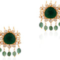 Green Emerald And Bead Earrings image 0
