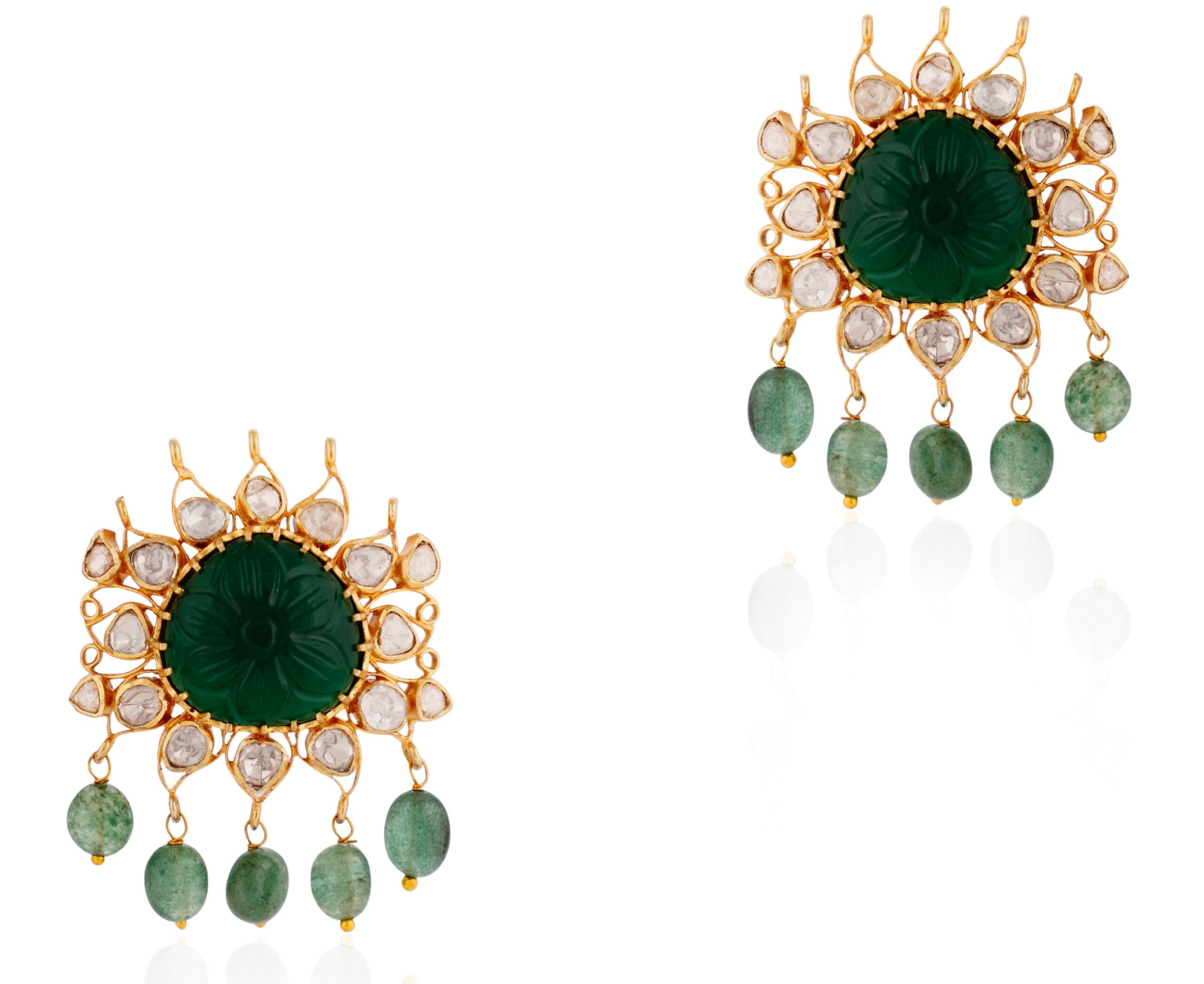 Green Emerald And Bead Earrings image 0