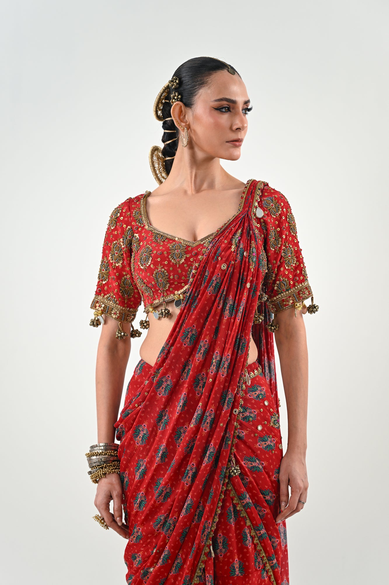 S SAREE SET WITH PRINTED BLOUSE image 3