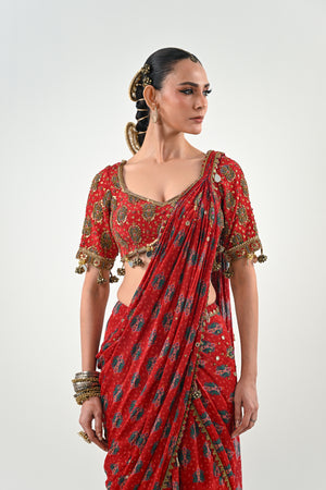 S SAREE SET WITH PRINTED BLOUSE image 3