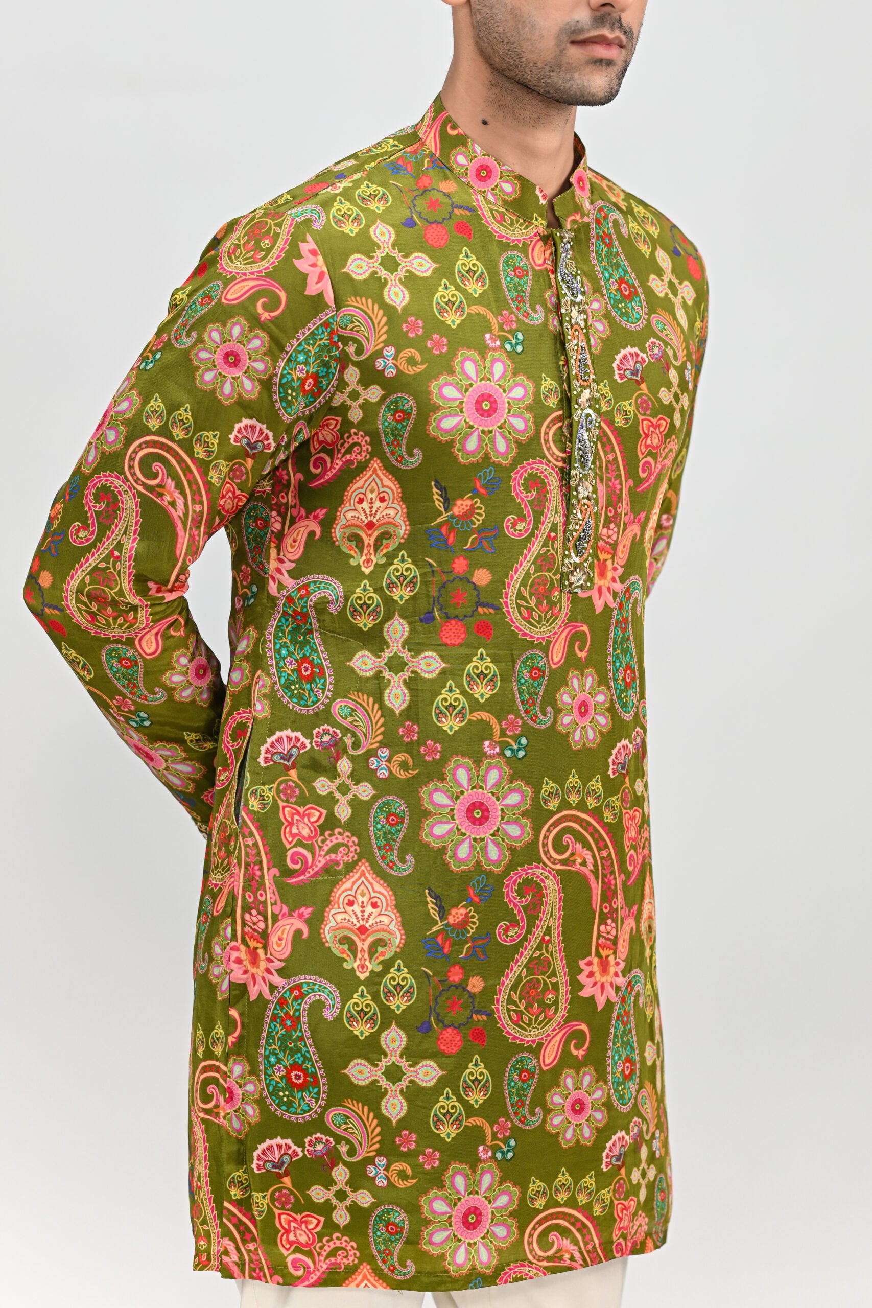 Olive Short Kurta Set image 3