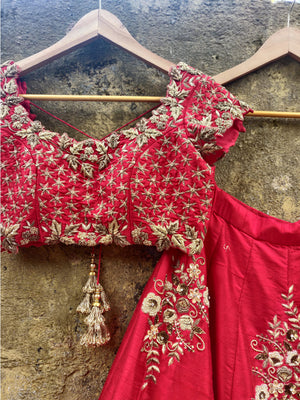 Red Bridal Lehenga Set image 1
