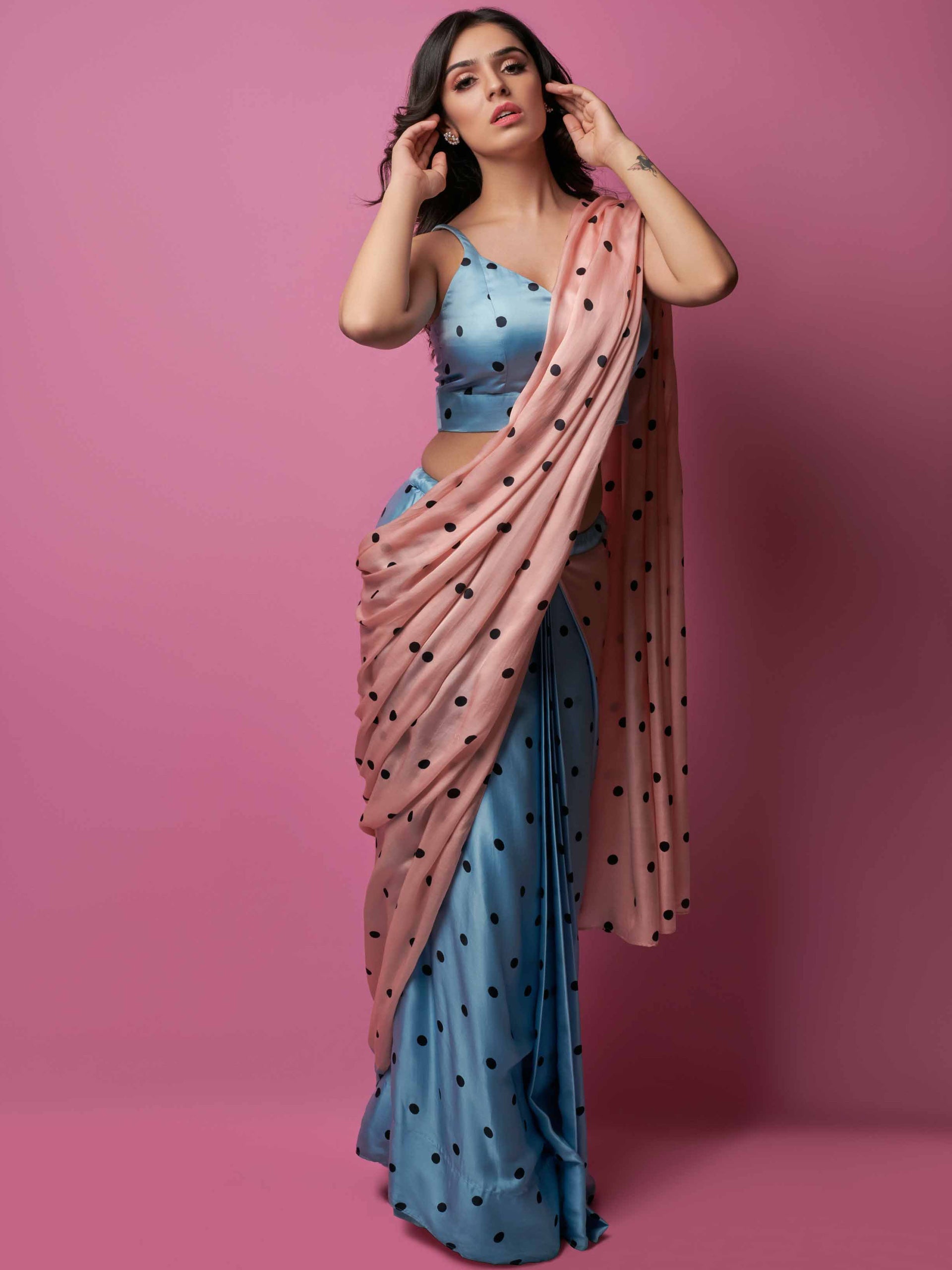 Polka Pre Drape Saree Set image 0