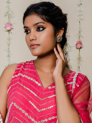 Fuchsia Pink Mirror Sharara Set image 6
