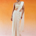 Ivory Embroidered Saree Set image 0