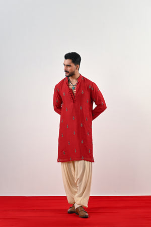S EMBROIDERED KURTA SET WITH COWL PANTS image 1