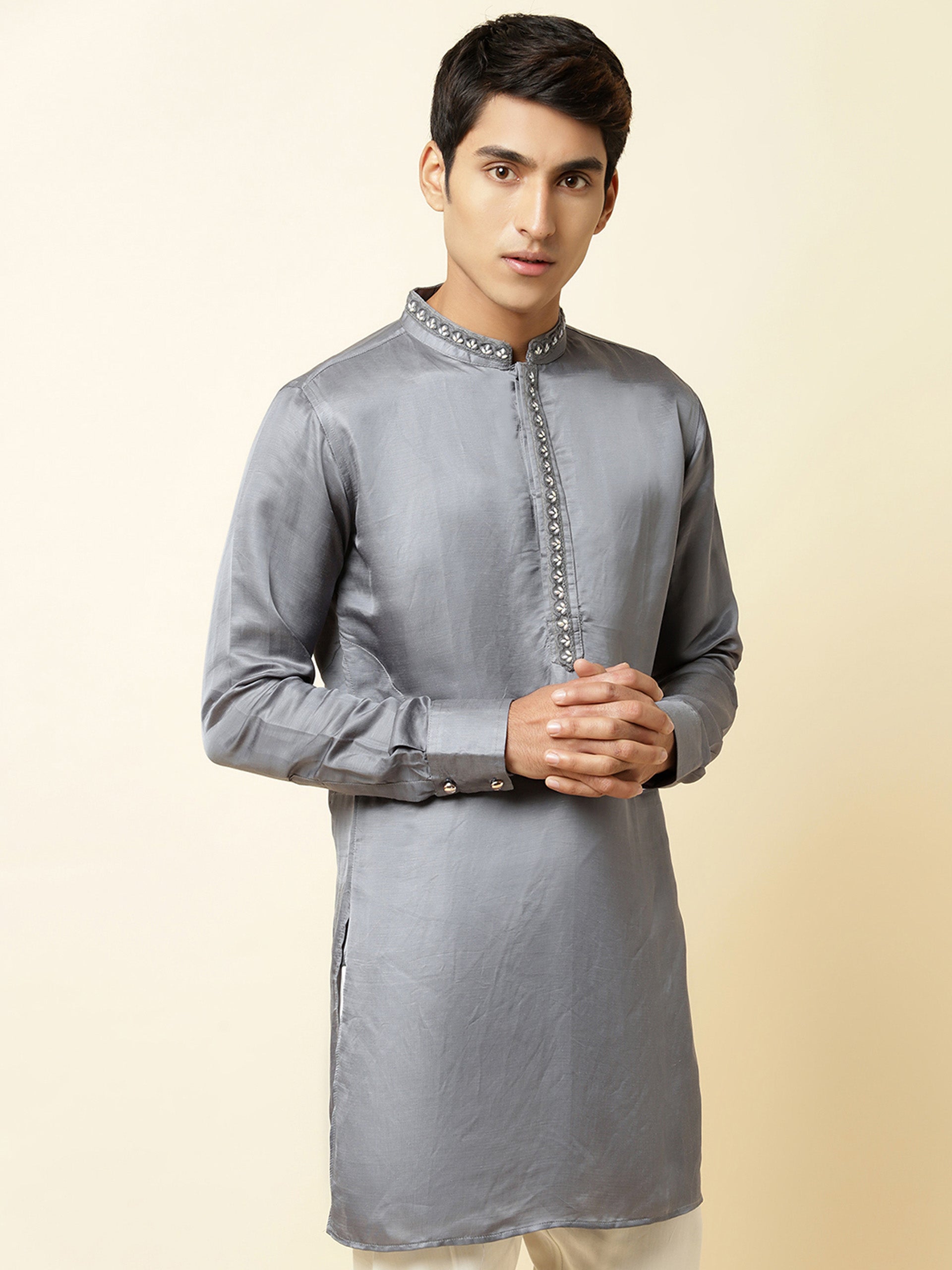Grey Satin Kurta image 2