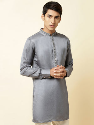 Grey Satin Kurta image 2