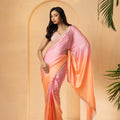 Peach Pink Ombre Sequin Saree image 0