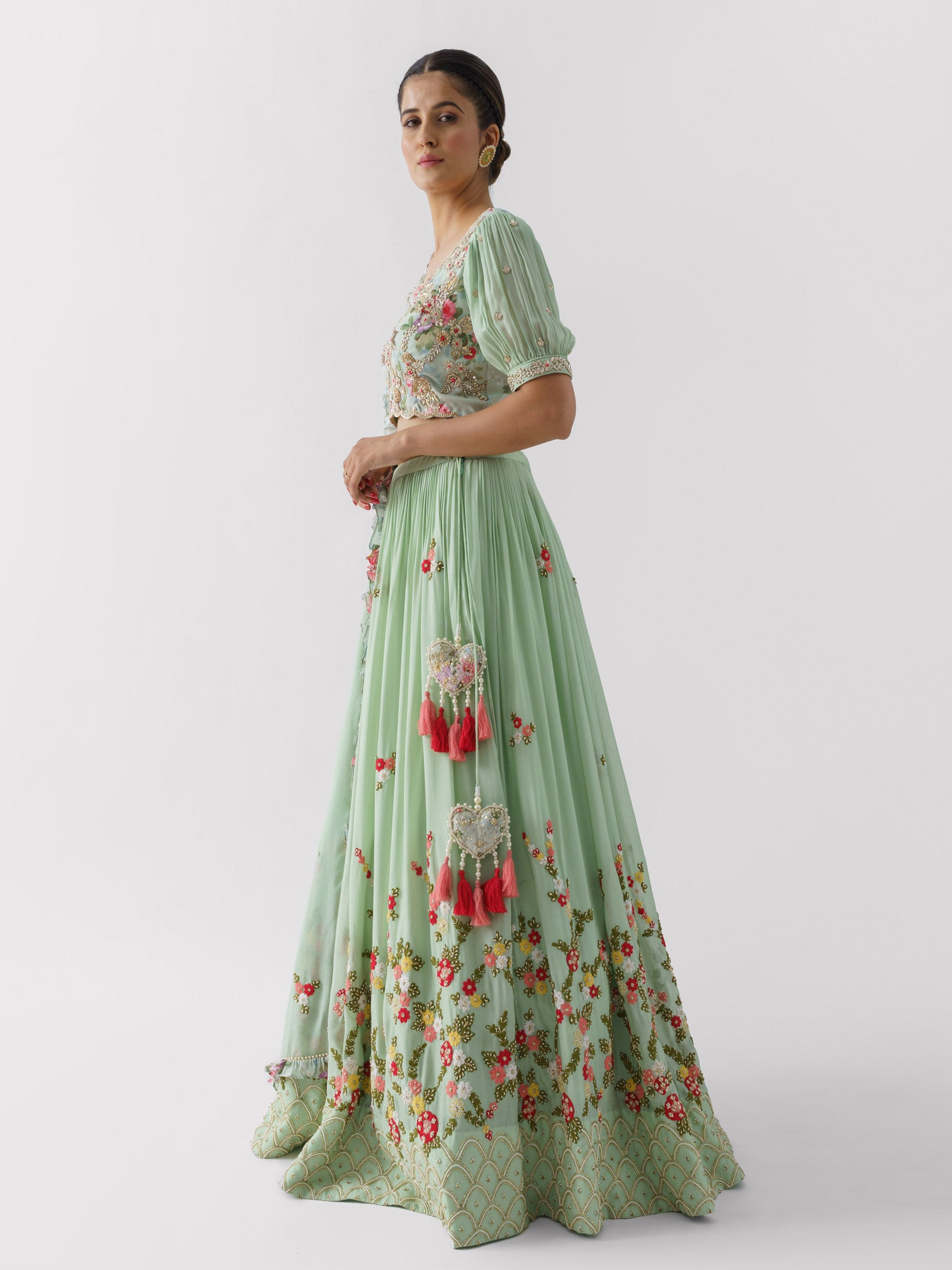 Sea Green Lehenga Set Paired With Dupatta image 4