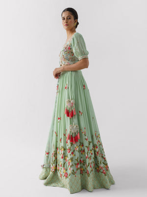 Sea Green Lehenga Set Paired With Dupatta image 4