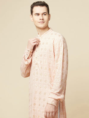 Blush Pink Lucknowi Embroidered Kurta Set image 4