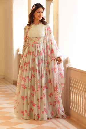 Floral Printed Chiffon Anarkali image 4