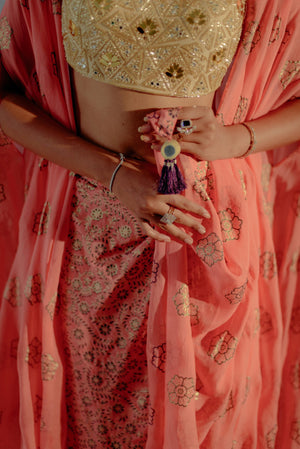 Coral foil Cape And Skirt Set image 3