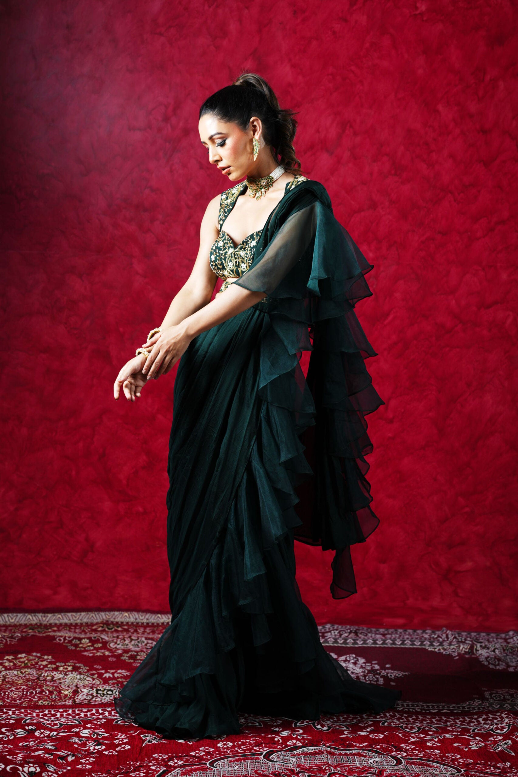 Aria Drape Skirt with Bustier and Cape image 5