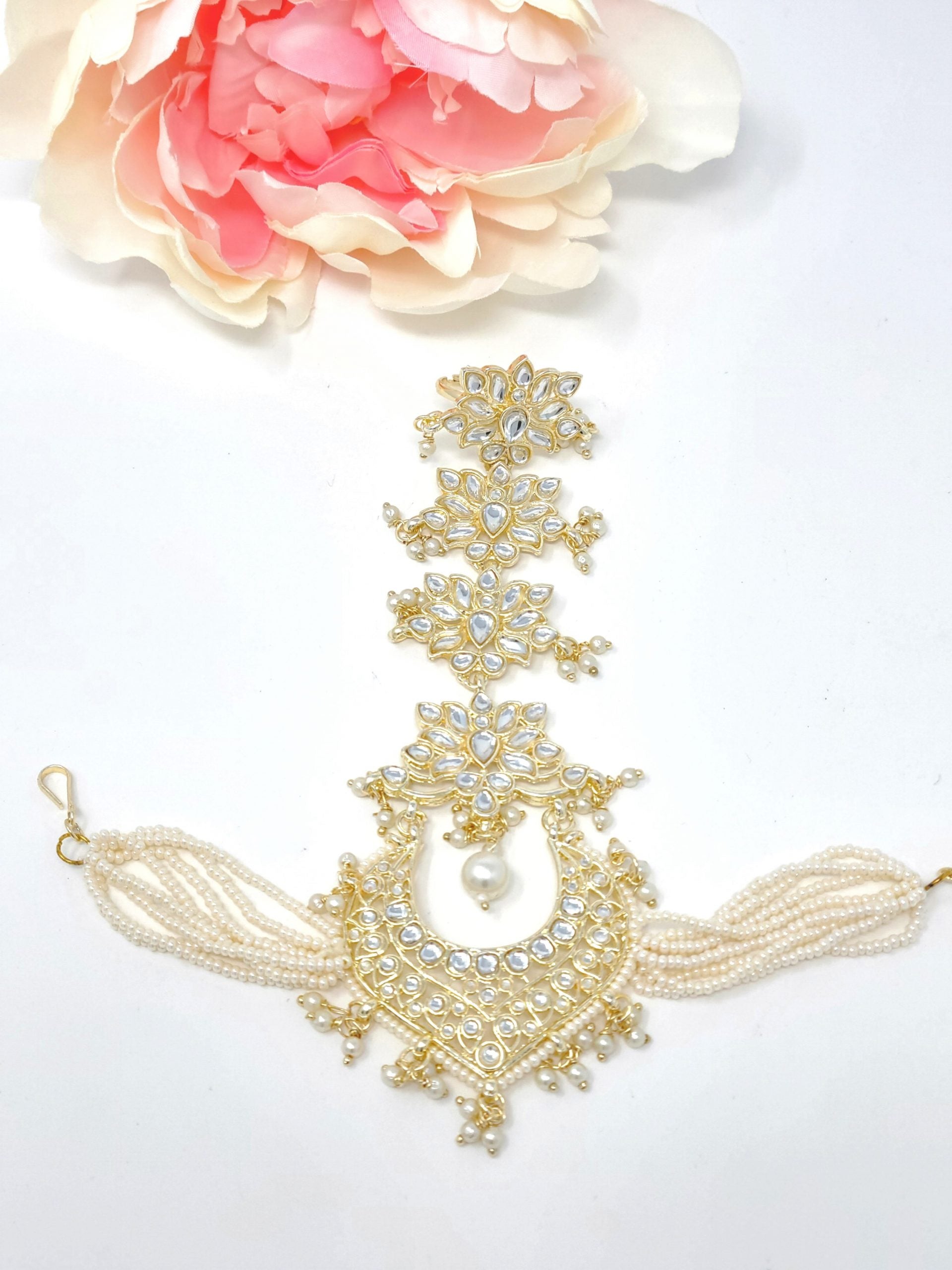 Golden Kundan Hand Harness image 0