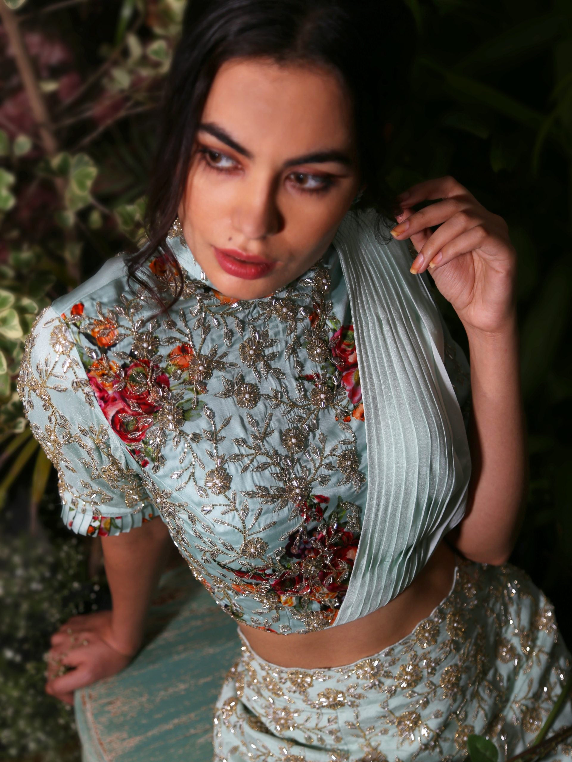 Sea Green Silhouette Lehenga image 3
