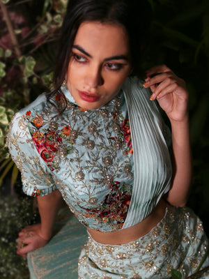 Sea Green Silhouette Lehenga image 3