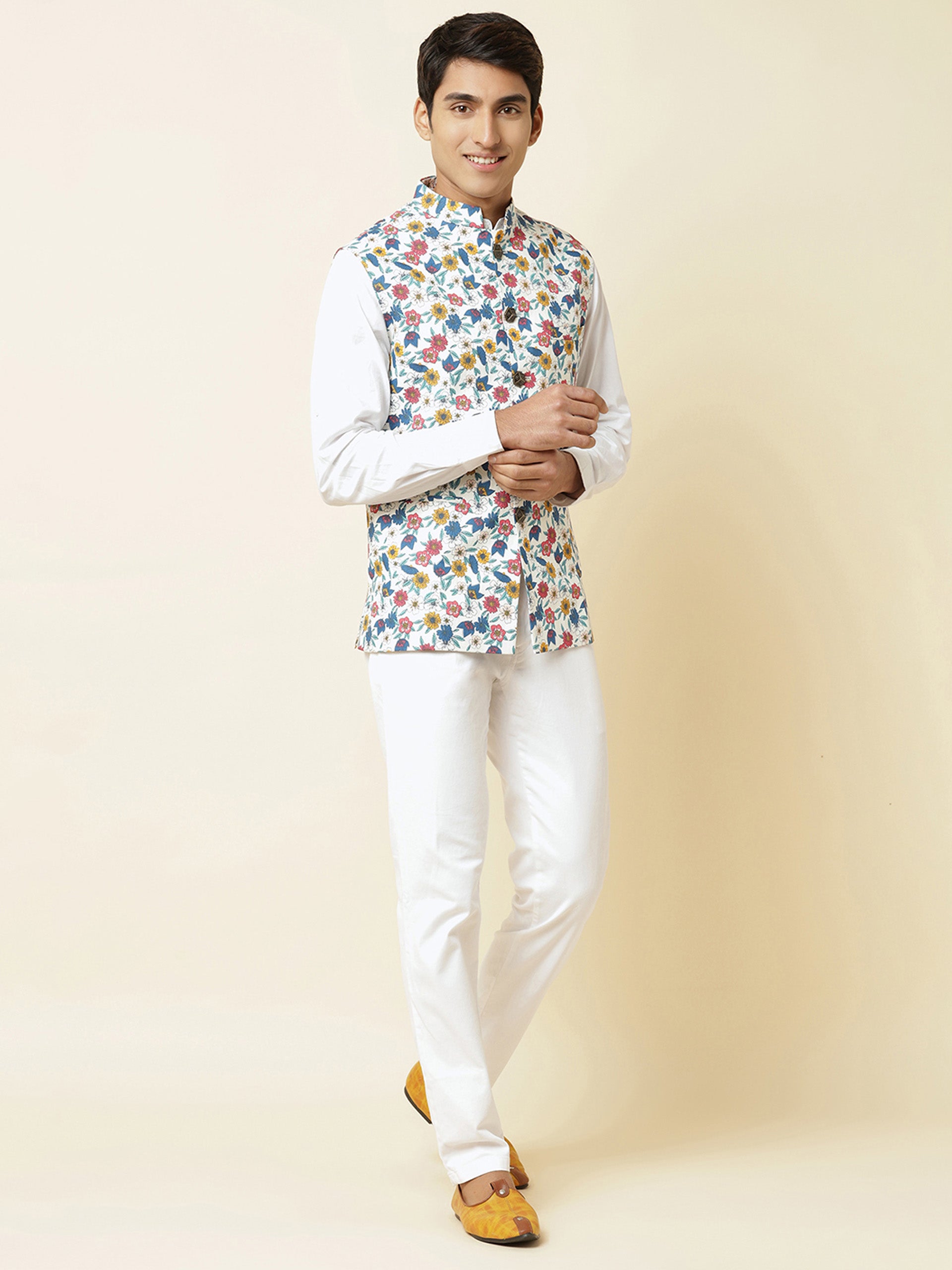 Multicolored Floral Print Bundi Jacket image 0
