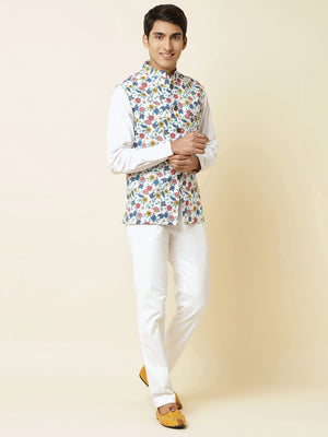 Multicolored Floral Print Bundi Jacket image 0