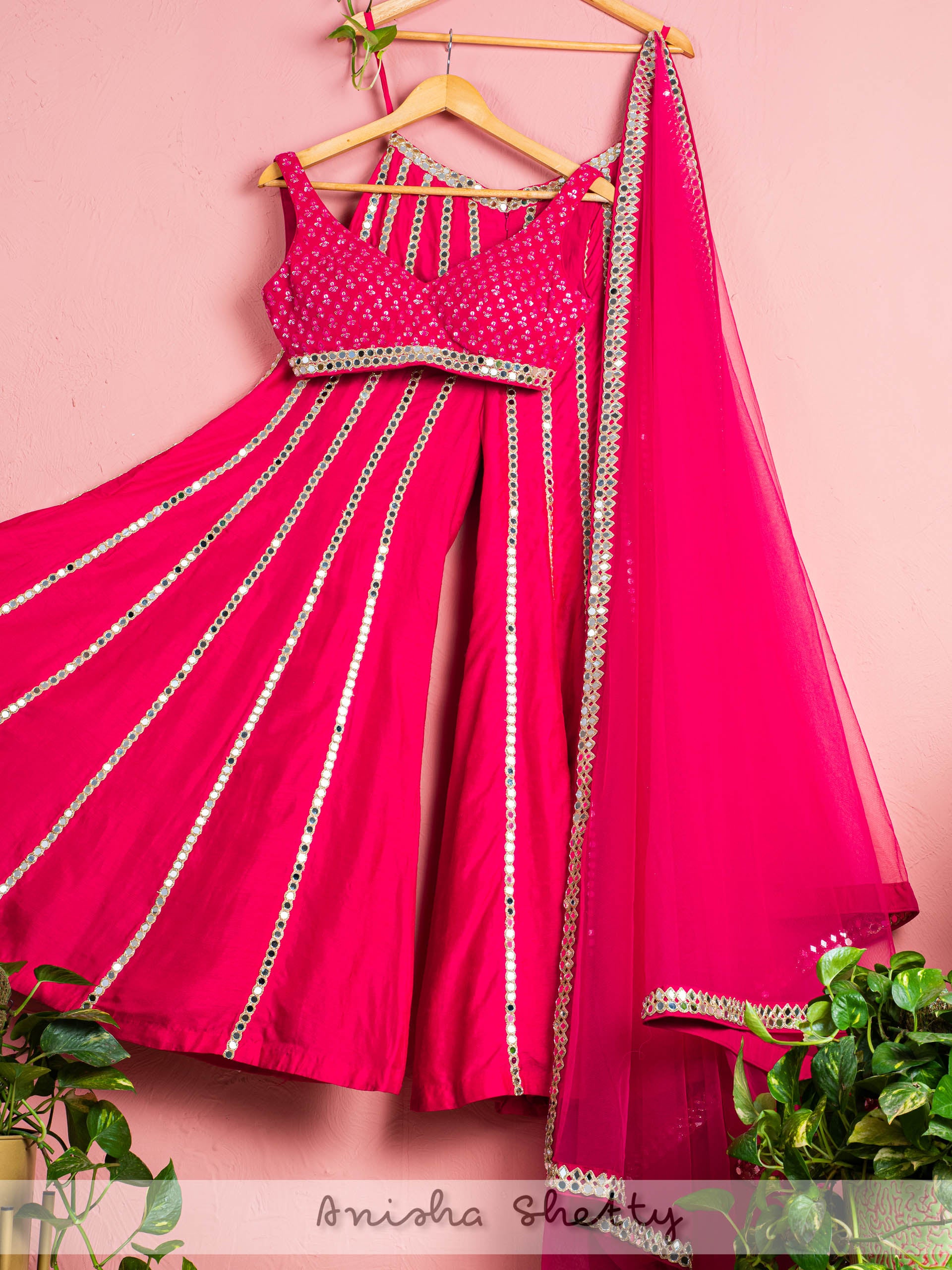 Hot Pink Mirror Sharara Set image 0