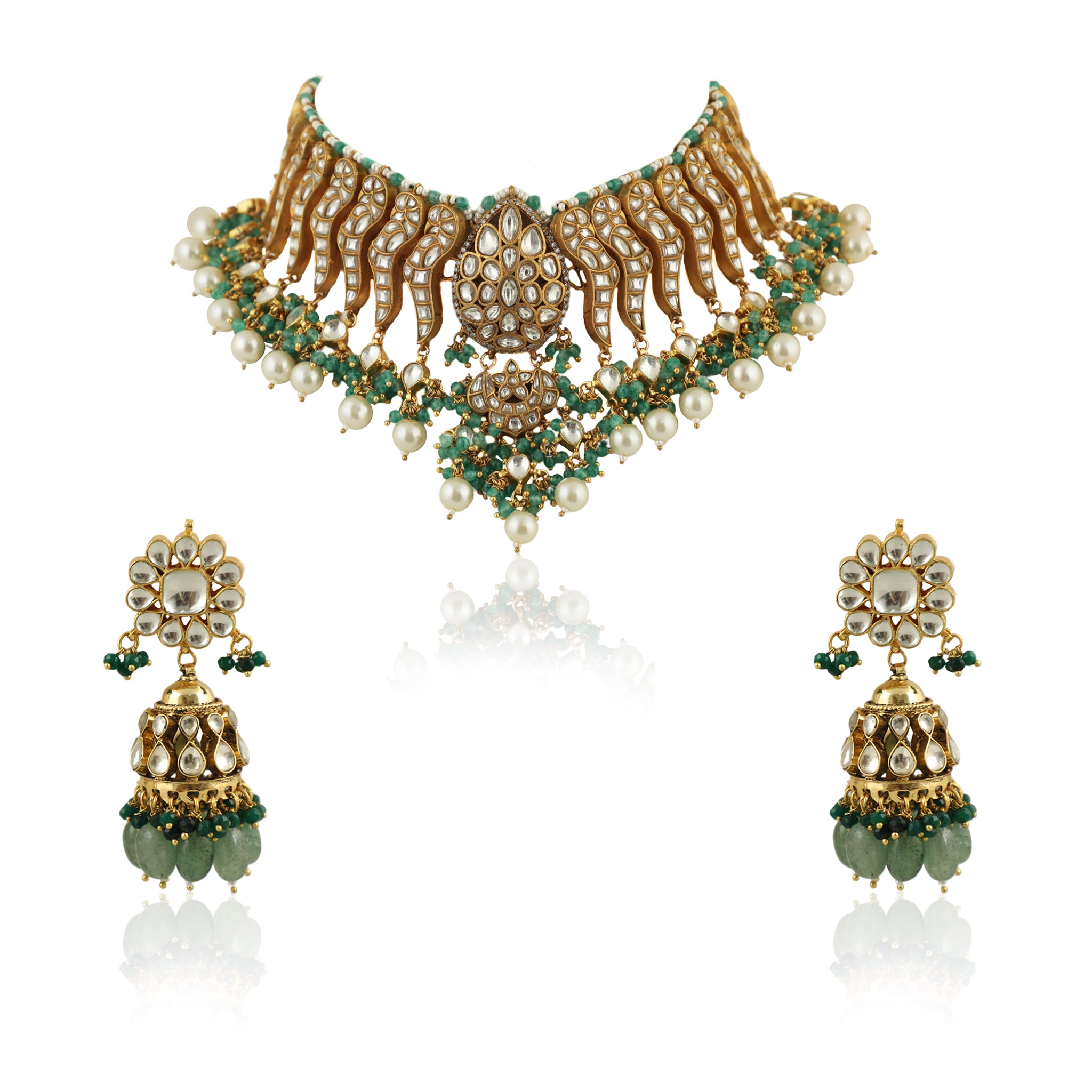 Sea Green Beaded Necklace Set image 6