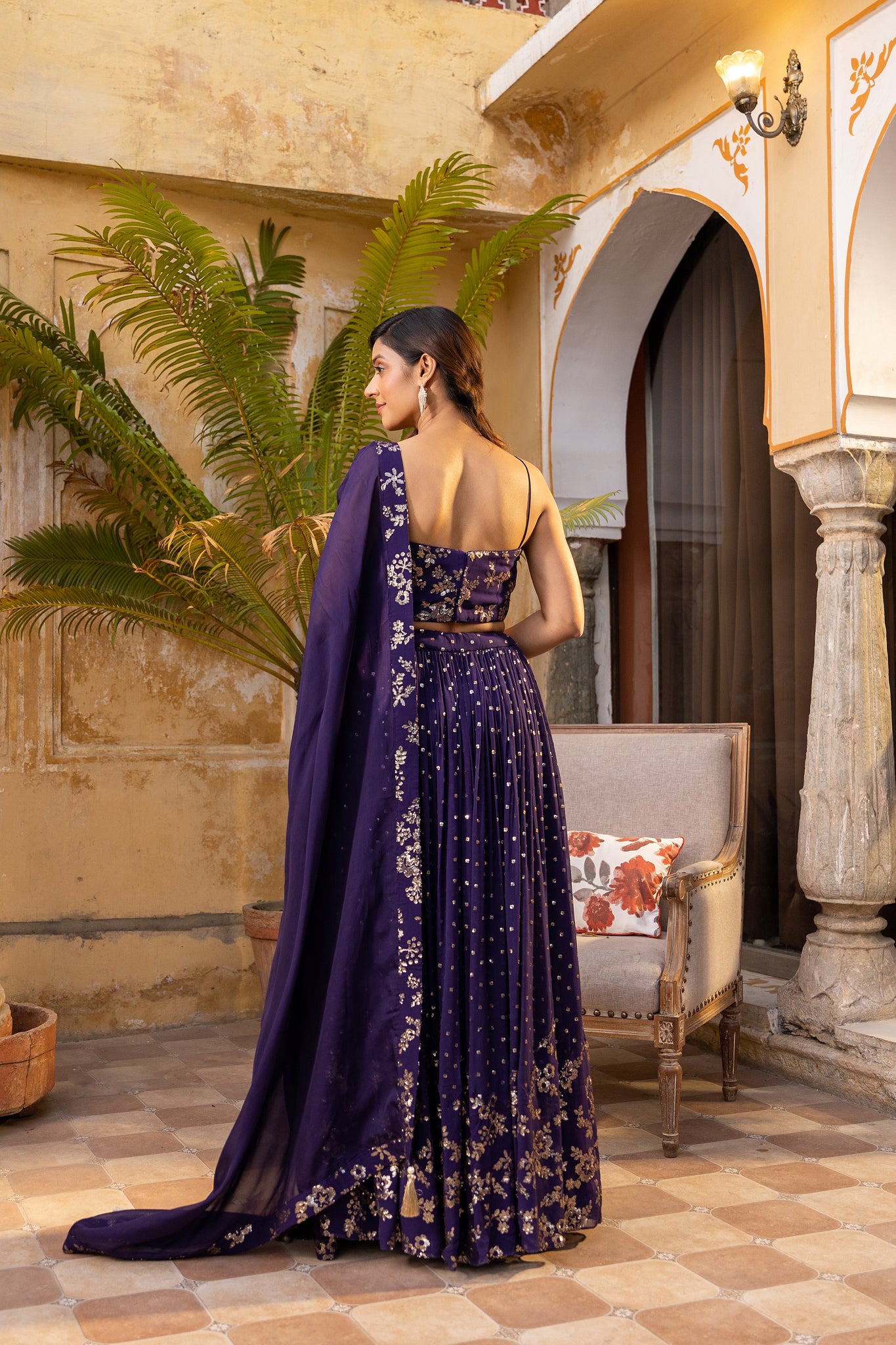 Purple Embroidered Lehenga Set - S image
