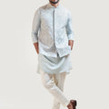 Ice Blue Zari Nehru Kurta Set image 0