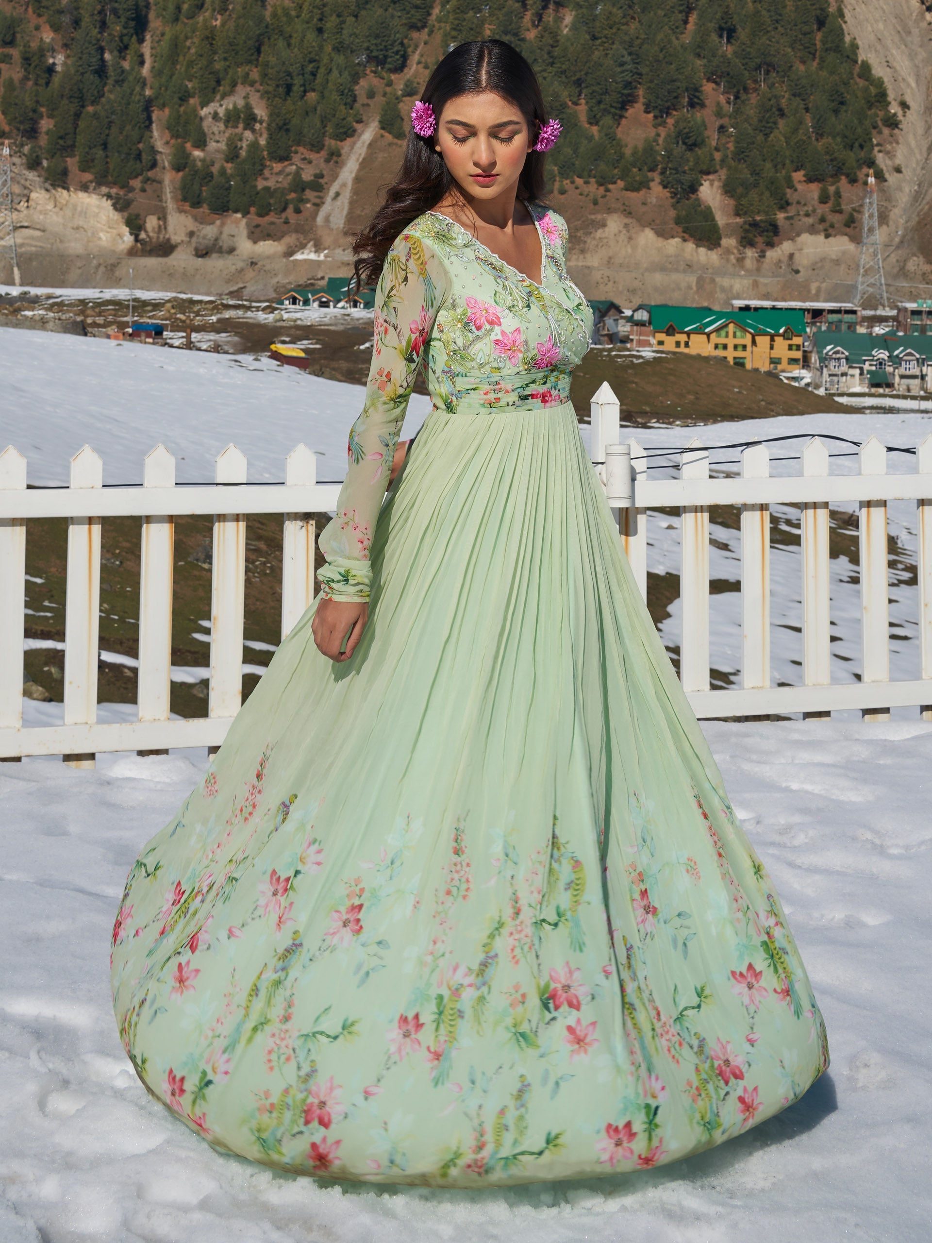 Mint Green Anarkali Gown - L image