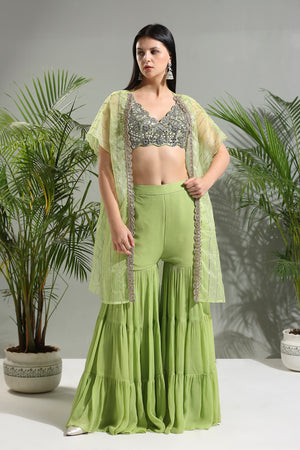 Olive Green Sharara Set - S image