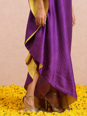 Purple Embroidered One-Shoulder Kaftan Tunic image 6