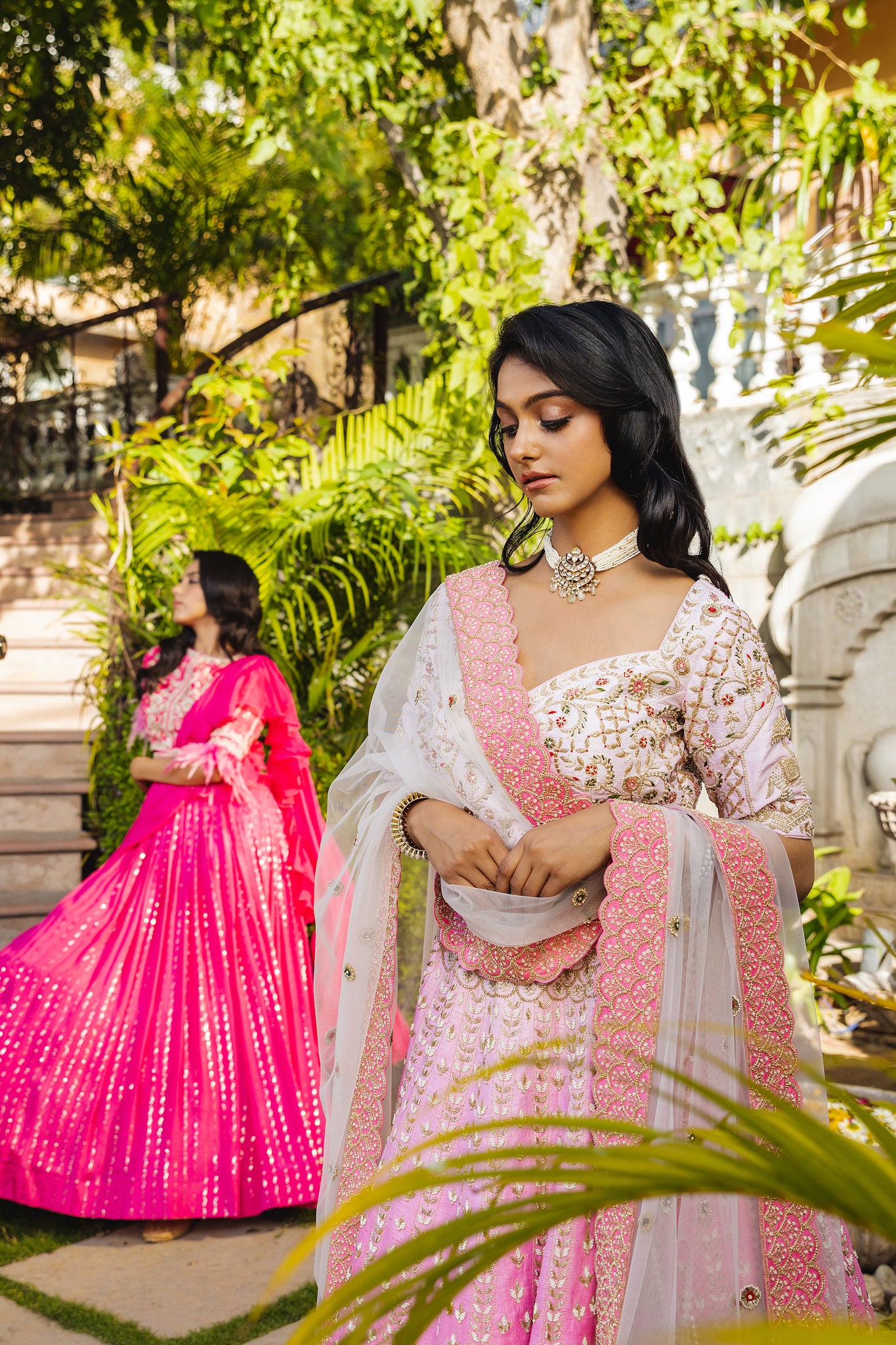Pink Raw Silk Hand Embroidered Lehenga Set - Custom image