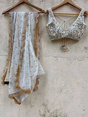 Ivory Mirror Saree Set image 0