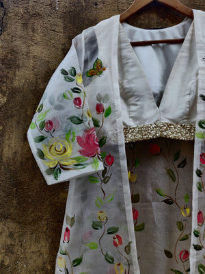 Ivory Palazzo with Hand Painted Long Jacket image 2