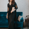Black Drape Saree Set image 0