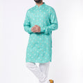 Turquoise Print Kurta Set image 0